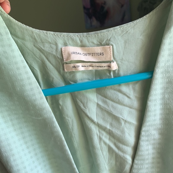 Urban Outfitters Mint checkered deep V romper XS - Picture 3 of 9